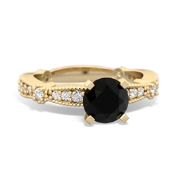 Onyx Sparkling Tiara 6Mm Round 14K Yellow Gold ring R26296RD