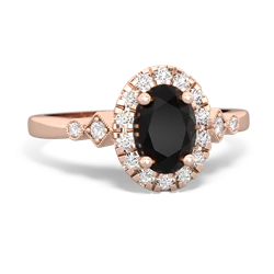 Onyx Antique-Style Halo 14K Rose Gold ring R5720