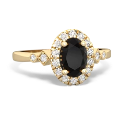 Onyx Antique-Style Halo 14K Yellow Gold ring R5720