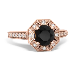 Onyx Art-Deco Starburst 14K Rose Gold ring R5520