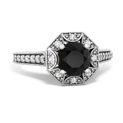 Onyx Art-Deco Starburst 14K White Gold ring R5520