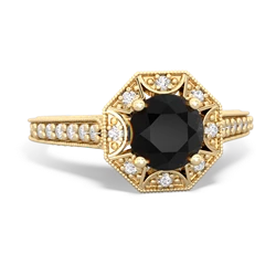 Onyx Art-Deco Starburst 14K Yellow Gold ring R5520