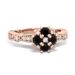 Onyx Sparkling Tiara Cluster 14K Rose Gold ring R26293RD