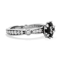 Onyx Sparkling Tiara Cluster 14K White Gold ring R26293RD