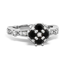 Onyx Sparkling Tiara Cluster 14K White Gold ring R26293RD