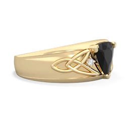 Onyx Celtic Trinity Knot Men's 14K Yellow Gold ring R0440