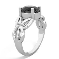 Onyx Celtic Knot Cocktail 14K White Gold ring R2377