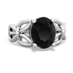 Onyx Celtic Knot Cocktail 14K White Gold ring R2377