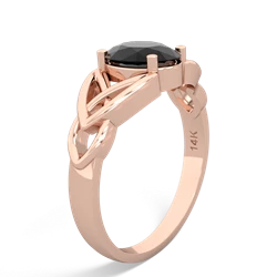 Onyx Celtic Trinity Knot 14K Rose Gold ring R2389