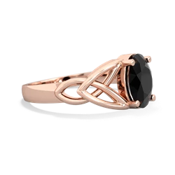 Onyx Celtic Trinity Knot 14K Rose Gold ring R2389