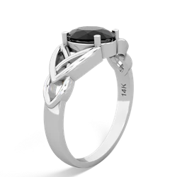Onyx Celtic Trinity Knot 14K White Gold ring R2389