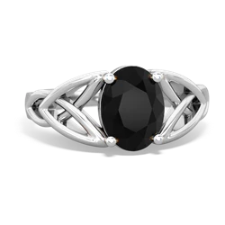 Onyx Celtic Trinity Knot 14K White Gold ring R2389