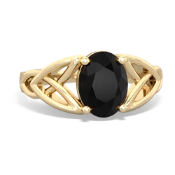 Onyx Celtic Trinity Knot 14K Yellow Gold ring R2389