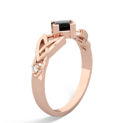 Onyx Celtic Knot Princess 14K Rose Gold ring R3349