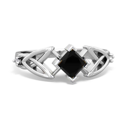 Onyx Celtic Knot Princess 14K White Gold ring R3349