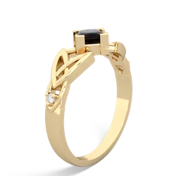 Onyx Celtic Knot Princess 14K Yellow Gold ring R3349