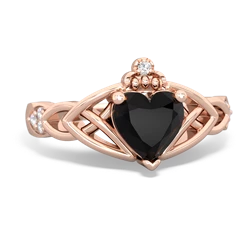 Onyx Claddagh Celtic Knot Diamond 14K Rose Gold ring R5001