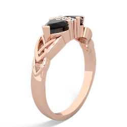 Onyx Celtic Knot Double Heart 14K Rose Gold ring R5040
