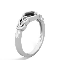 Onyx Celtic Love Knot 14K White Gold ring R5420