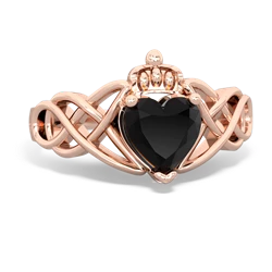 Onyx Claddagh Celtic Knot 14K Rose Gold ring R2367