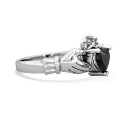 Onyx Claddagh 14K White Gold ring R2370