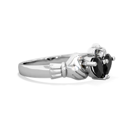 Onyx 'Our Heart' Claddagh 14K White Gold ring R2388