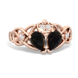 Onyx 'One Heart' Celtic Knot Claddagh 14K Rose Gold ring R5322