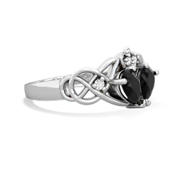 Onyx 'One Heart' Celtic Knot Claddagh 14K White Gold ring R5322