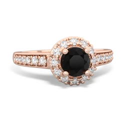 Onyx Diamond Halo 14K Rose Gold ring R5370