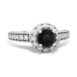 Onyx Diamond Halo 14K White Gold ring R5370