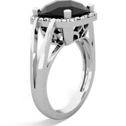 Onyx Art Deco Cocktail 14K White Gold ring R2498