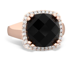 Onyx Halo Cocktail 14K Rose Gold ring R2544