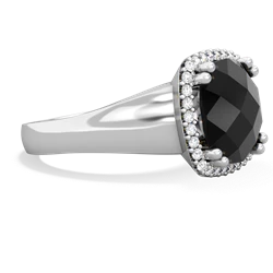 Onyx Halo Cocktail 14K White Gold ring R2544