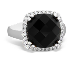Onyx Halo Cocktail 14K White Gold ring R2544