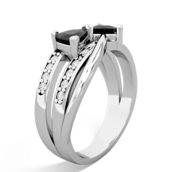 Onyx Bowtie 14K White Gold ring R2360