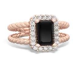 Onyx Rope Split Band 14K Rose Gold ring R2628