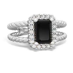 Onyx Rope Split Band 14K White Gold ring R2628