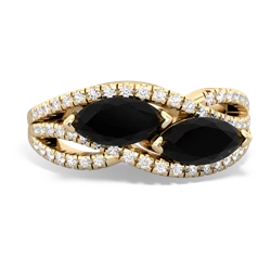 Onyx Diamond Rivers 14K Yellow Gold ring R3070