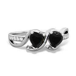 Onyx Side By Side 14K White Gold ring R3090