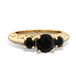 Onyx Art Deco Eternal Embrace Engagement 14K Yellow Gold ring C2003