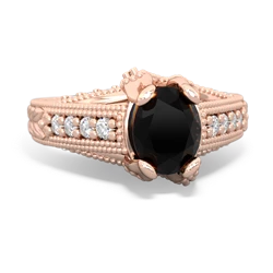 Onyx Antique Style Milgrain Diamond 14K Rose Gold ring R2028