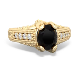 Onyx Antique Style Milgrain Diamond 14K Yellow Gold ring R2028