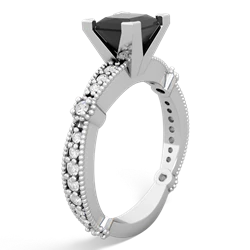 Onyx Sparkling Tiara 6Mm Princess 14K White Gold ring R26296SQ