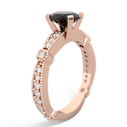 Onyx Sparkling Tiara 8X6 Oval 14K Rose Gold ring R26298VL