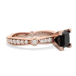 Onyx Sparkling Tiara 6Mm Princess 14K Rose Gold ring R26296SQ