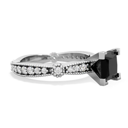 Onyx Sparkling Tiara 6Mm Princess 14K White Gold ring R26296SQ