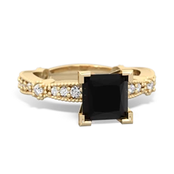 Onyx Sparkling Tiara 6Mm Princess 14K Yellow Gold ring R26296SQ