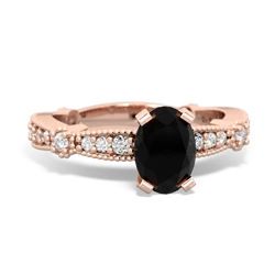 Onyx Sparkling Tiara 7X5mm Oval 14K Rose Gold ring R26297VL