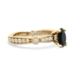 Onyx Sparkling Tiara 7X5mm Oval 14K Yellow Gold ring R26297VL