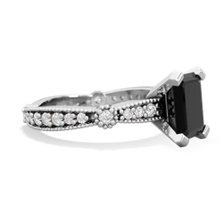 Onyx Sparkling Tiara 8X6 Emerald-Cut 14K White Gold ring R26298EM